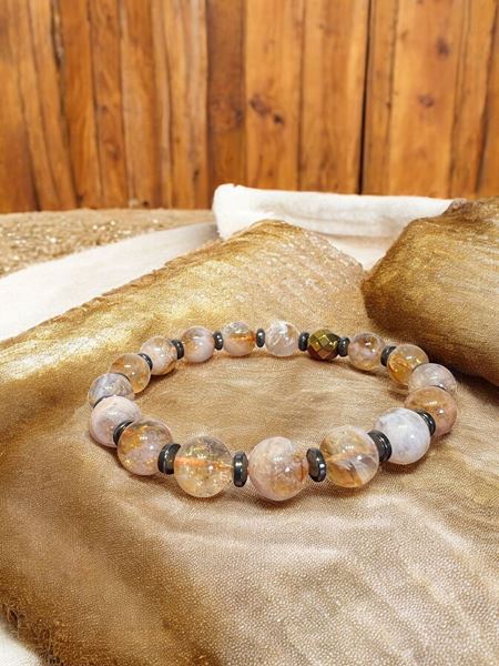 Picture of (19cm) Vitality & Protection: Citrine and Hematite Bracelet Elastic