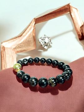 Picture of (15cm) The Ultimate Protector: Black Obsidian and Black Tourmaline Bracelet  with Magnet