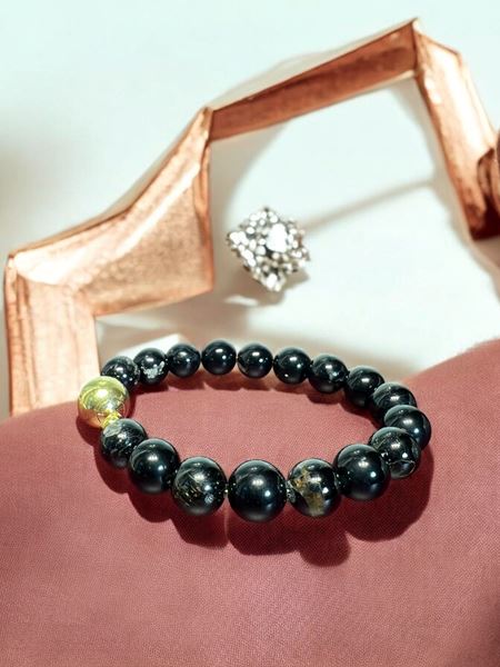 Picture of (15cm) The Ultimate Protector: Black Obsidian and Black Tourmaline Bracelet  with Magnet