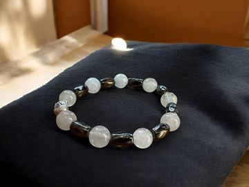 Picture of (15cm) Calmness Meets Grounding: Anger Management - Aquamarine and Hematite Bracelet