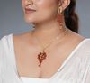 Picture of Earthly Delight: Red Jasper Solo Pendant With Earrings (without chain)