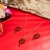 Picture of Earthly Delight: Red Jasper Solo Pendant With Earrings (without chain)